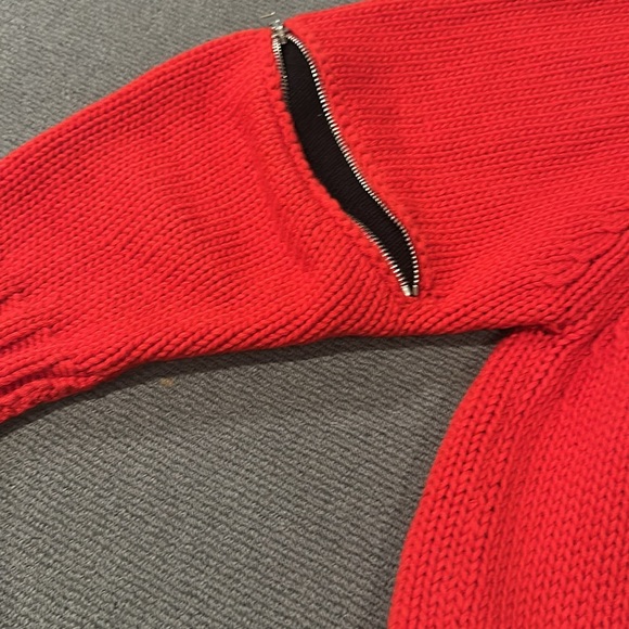 Alexander McQueen red elbow zip high low wool sweater 2018 - Picture 11 of 16